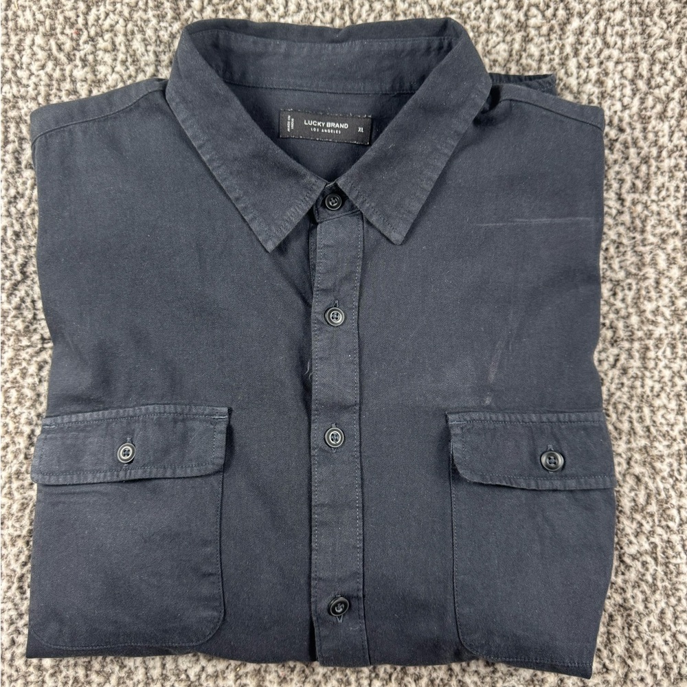 Lucky Brand Men's Dark Black Button Down Shirt size XL
